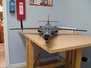 Illustration for article titled Giant LEGO B-1B Bomber Escorted by Fighters, Hawkeye Aircraft